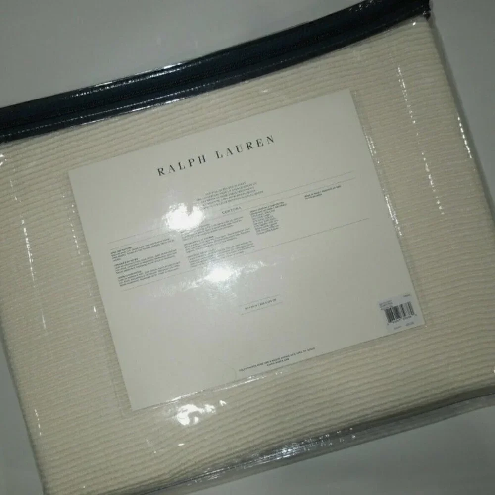 Ralph Lauren Home Cortona Full‎ / Queen Cream Bed Blanket Cotton Linen Blend